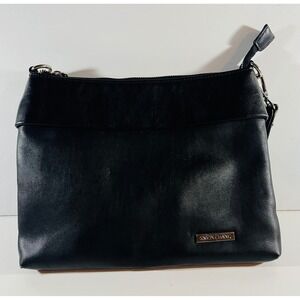 Simon Chang Black Faux Leather Shoulder Bag Crossbody Purse